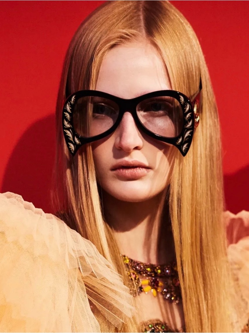 Gucci Black Hollywood Forever Limited Edition Sunglasses with Mother of Pearl
